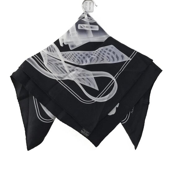 HERMES Carre 70 Black White Light Gray Scarf 492-071225 - Picture 2 of 6